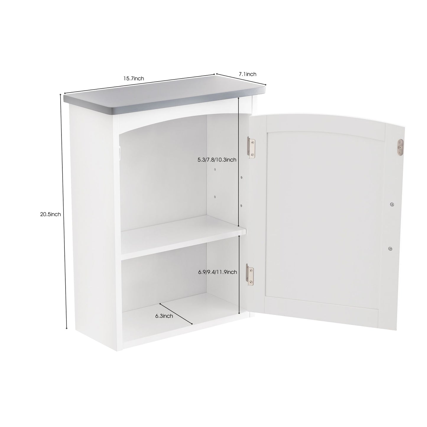 FRALIMK Small Bathroom Wall Cabinet, Medicine Cabinet Organizer for Bathroom, Kitchen, Living Room, White and Gray Top, 15.7*7.1*20.5inch