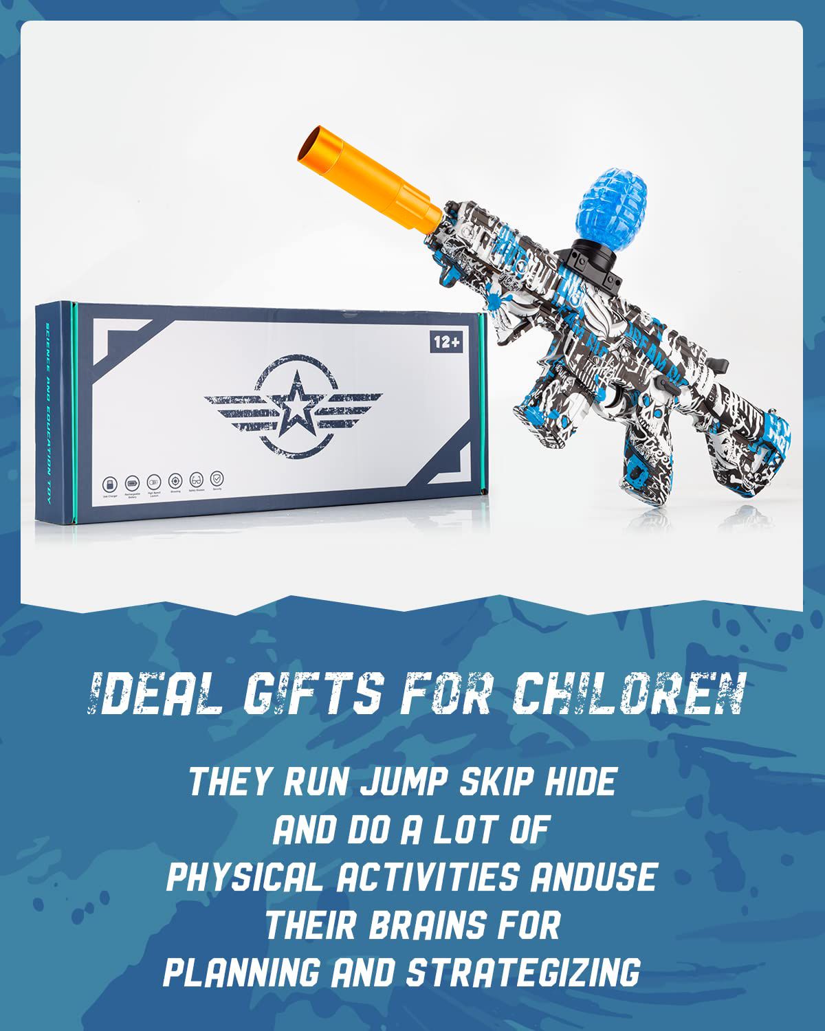 Electric Gel Ball Blaster, High-Speed Gelfire Blaster for Orbeez with 30000 Gel Rounds and Eyewear, Splatter Ball Toys for Outdoor Shooting Game