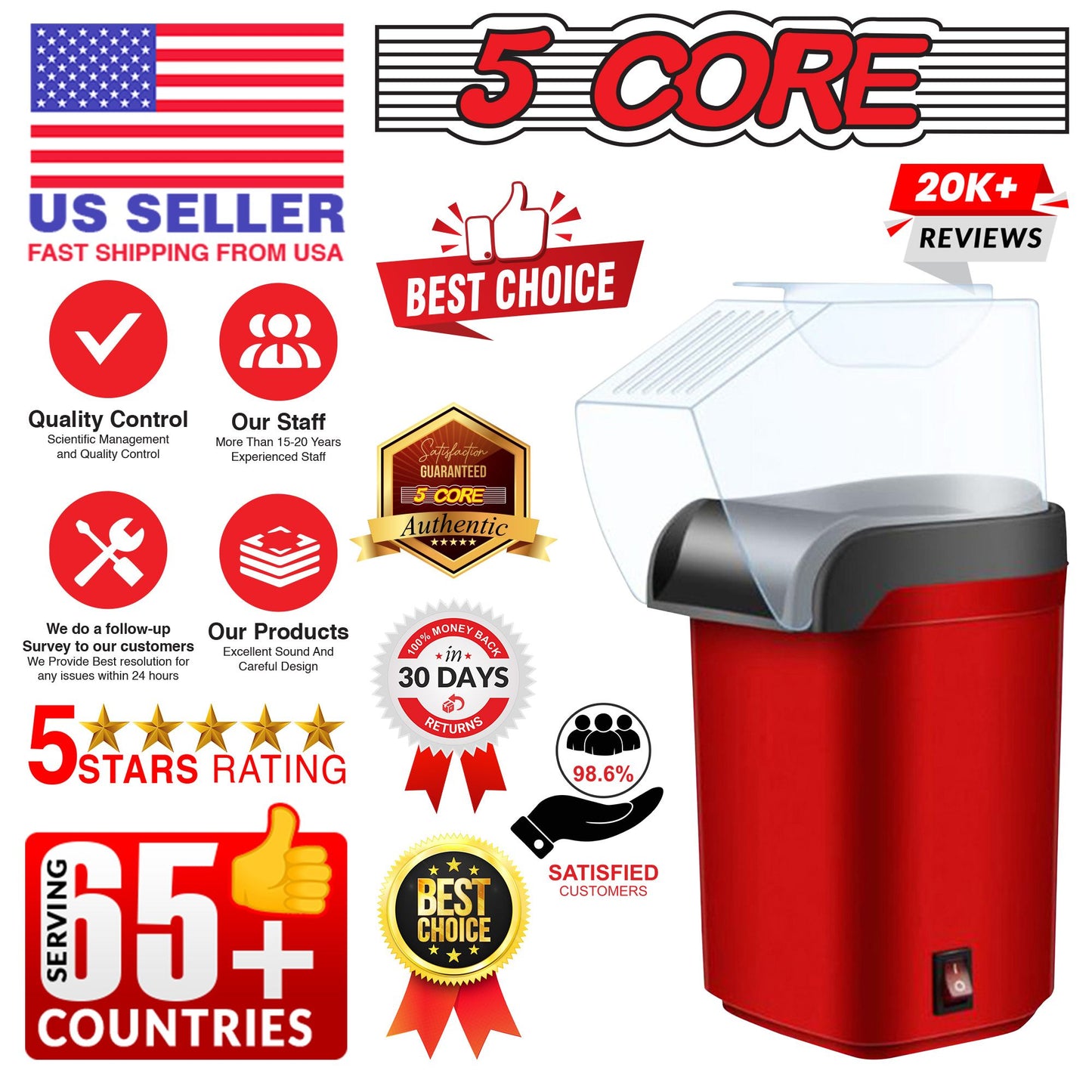 5 Core Popcorn Machine 16 Cup Cap