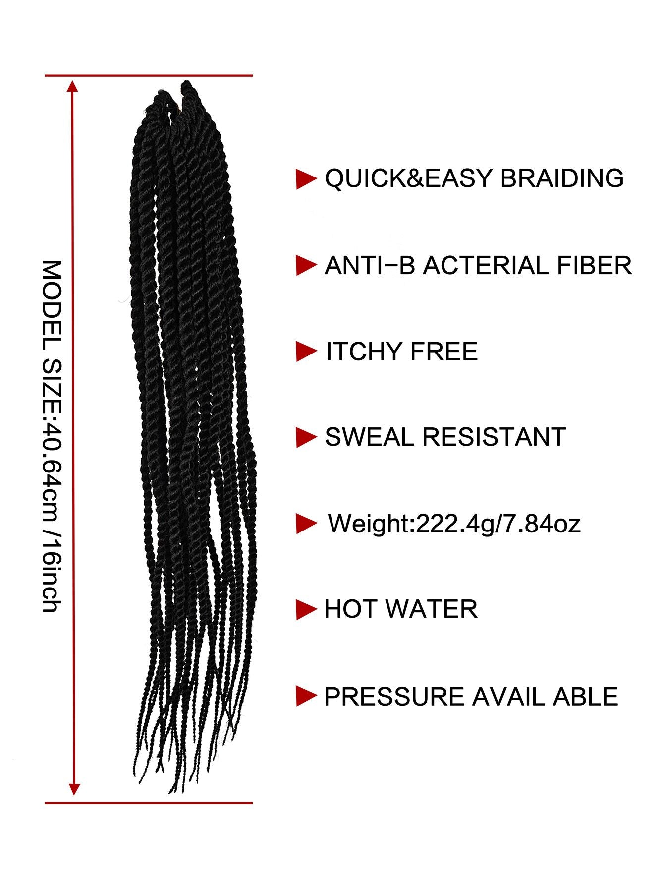 4X EZ SENEGALESE BRAID16 Long Crochet braid synthetic hairstyle black burgundy brown ladies box braid crochet hair-16 inch -1Pack*80Strands