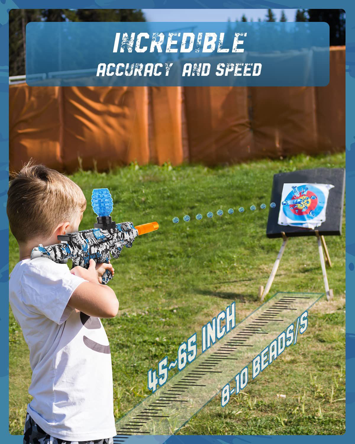 Electric Gel Ball Blaster, High-Speed Gelfire Blaster for Orbeez with 30000 Gel Rounds and Eyewear, Splatter Ball Toys for Outdoor Shooting Game