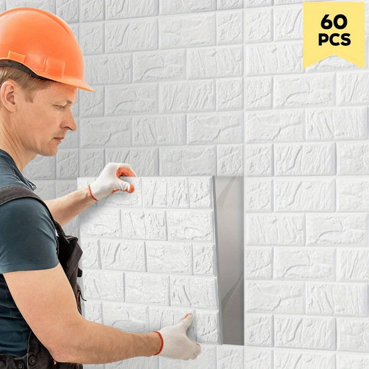 60 pieces of 15 * 13 inch 3D wall stickers, covering 87FT ², self-adhesive, suitable for living room, bedroom, dormitory, home