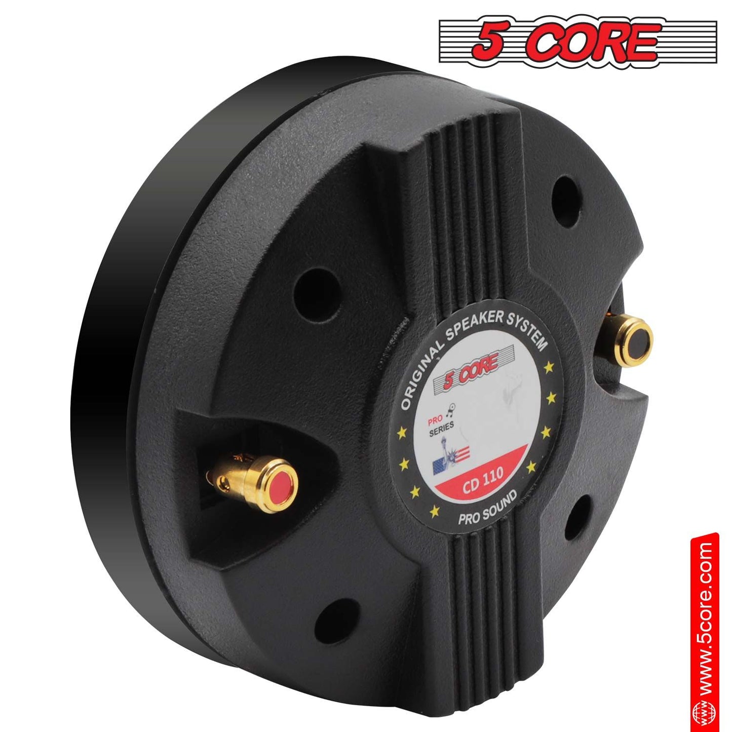 5 CORE Horn Speaker Tweeter Compression Driver 1.75 Inch Titanium Voice Coil 600W Max 8 Ohm 300 Watts RMS Loud 105dB 18 Oz 110mm Magnet- Screw
