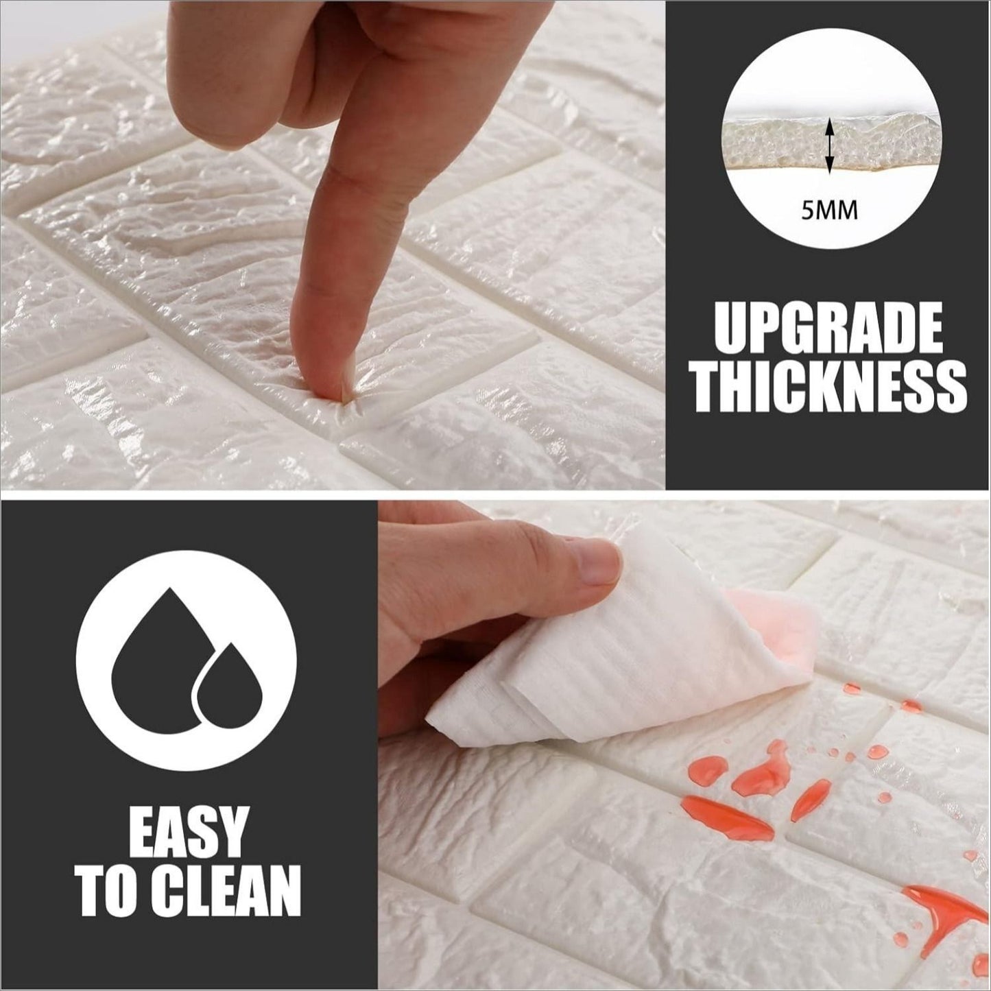 60 pieces of 15 * 13 inch 3D wall stickers, covering 87FT ², self-adhesive, suitable for living room, bedroom, dormitory, home