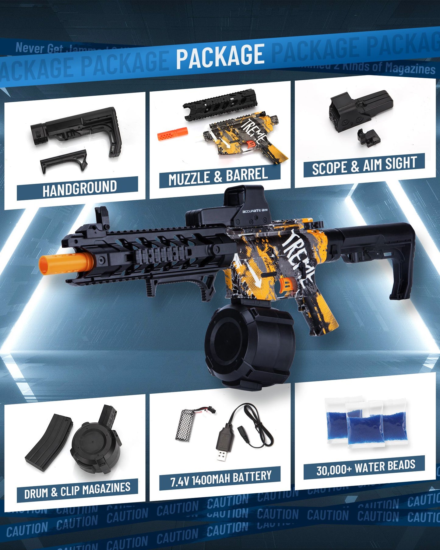 Electric Gel Ball Blaster, High-Speed Gelfire Blaster for Orbeez with 40000 Gel Rounds and Eyewear, Splatter Ball Toys for Outdoor Shooting Game