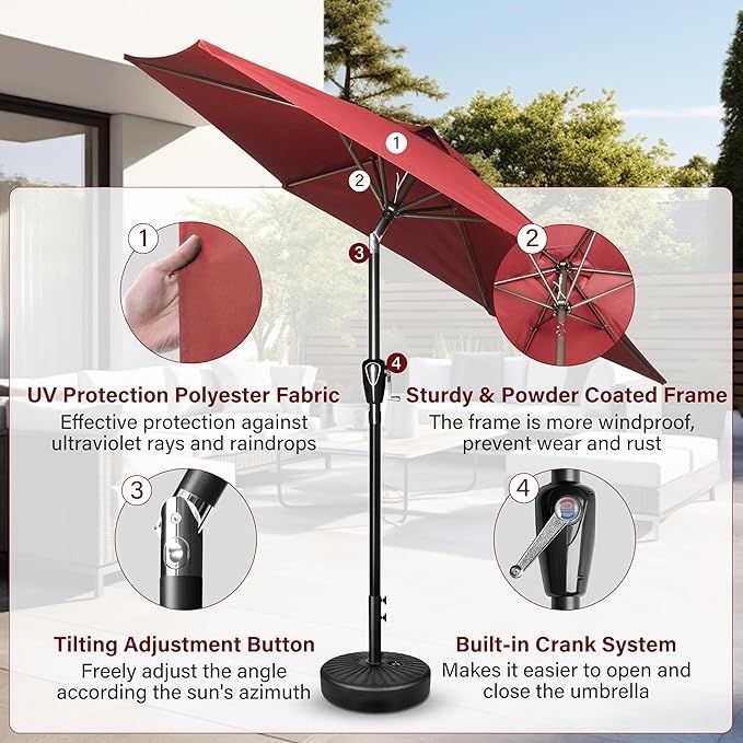 7.5 ft Patio Umbrella with Center Pole