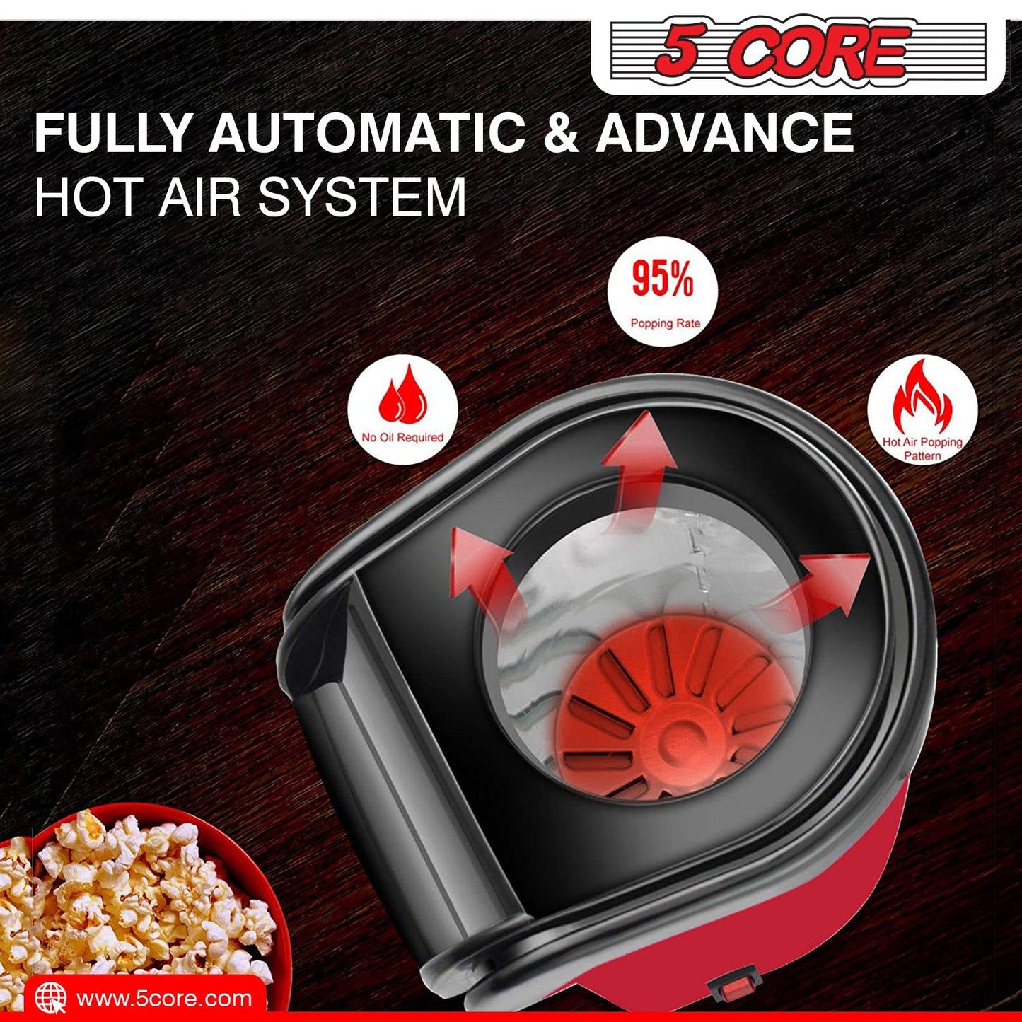 5 Core Popcorn Machine 16 Cup Cap