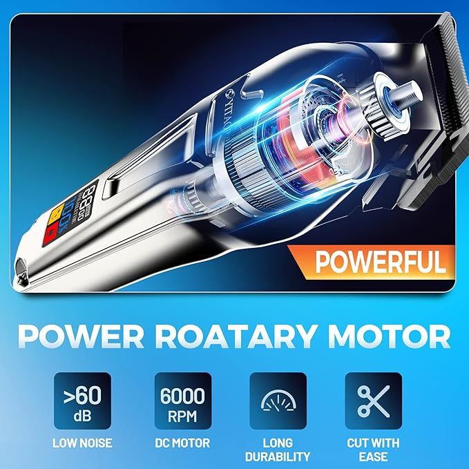 Hair Clipper Cordless Hair Trimmer for Men Professional Full Metal, Beard/Hair Cutting Grooming Kit USB Rechargeable, LED Display