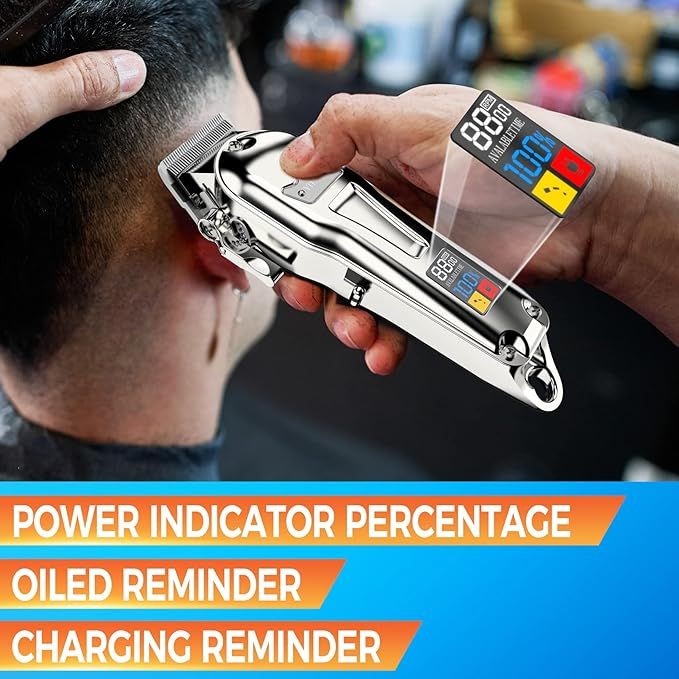 Hair Clipper Cordless Hair Trimmer for Men Professional Full Metal, Beard/Hair Cutting Grooming Kit USB Rechargeable, LED Display