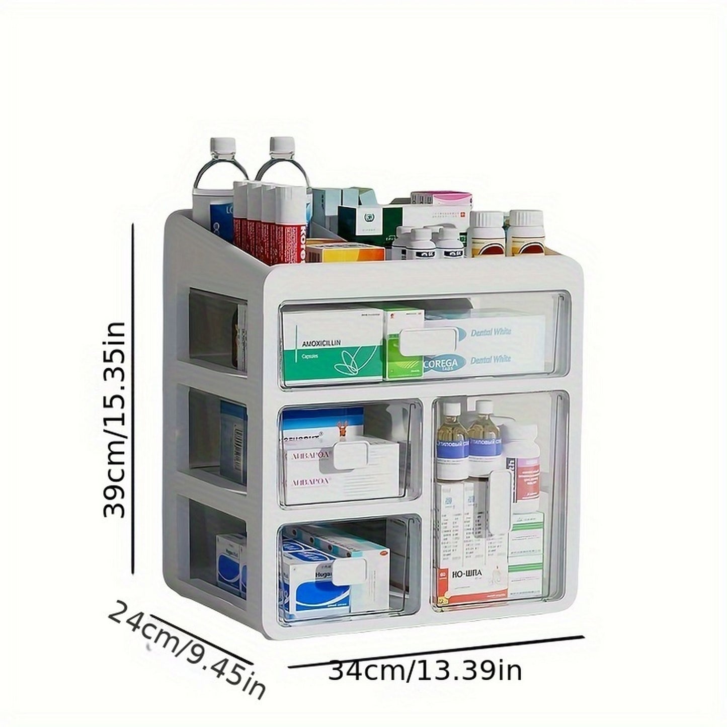 Large capacity family medicine box - access drawers, orderly classification, sturdy multi-layer structure, suitable for medical and drug storage
