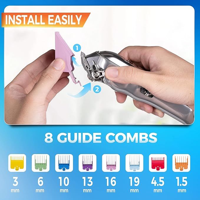 Hair Clipper Cordless Hair Trimmer for Men Professional Full Metal, Beard/Hair Cutting Grooming Kit USB Rechargeable, LED Display