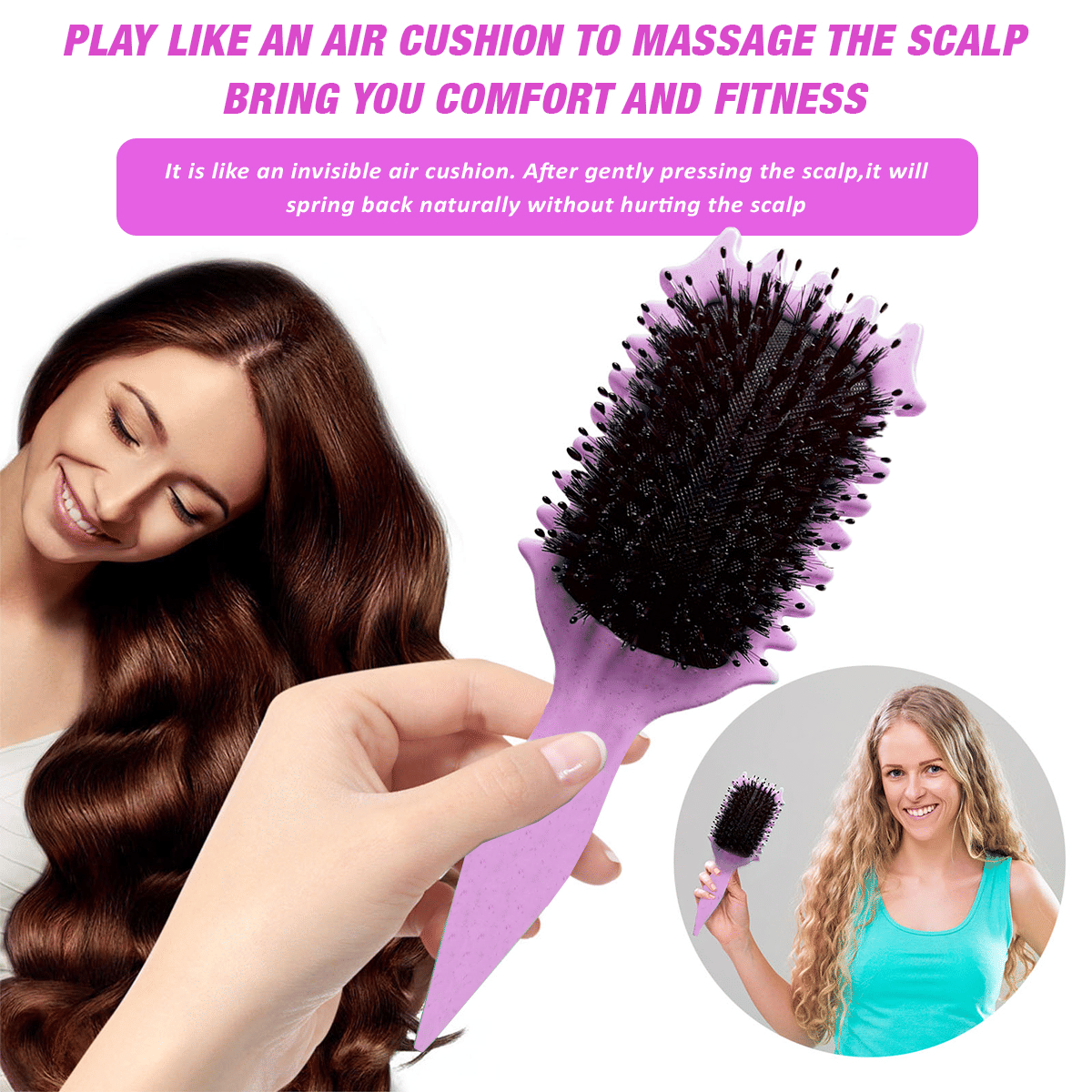 Curl Defining Brush,Boar Bristle Hair Brush Styling Brush for detangling,combing and shaping men and women,curls to reduce pulling