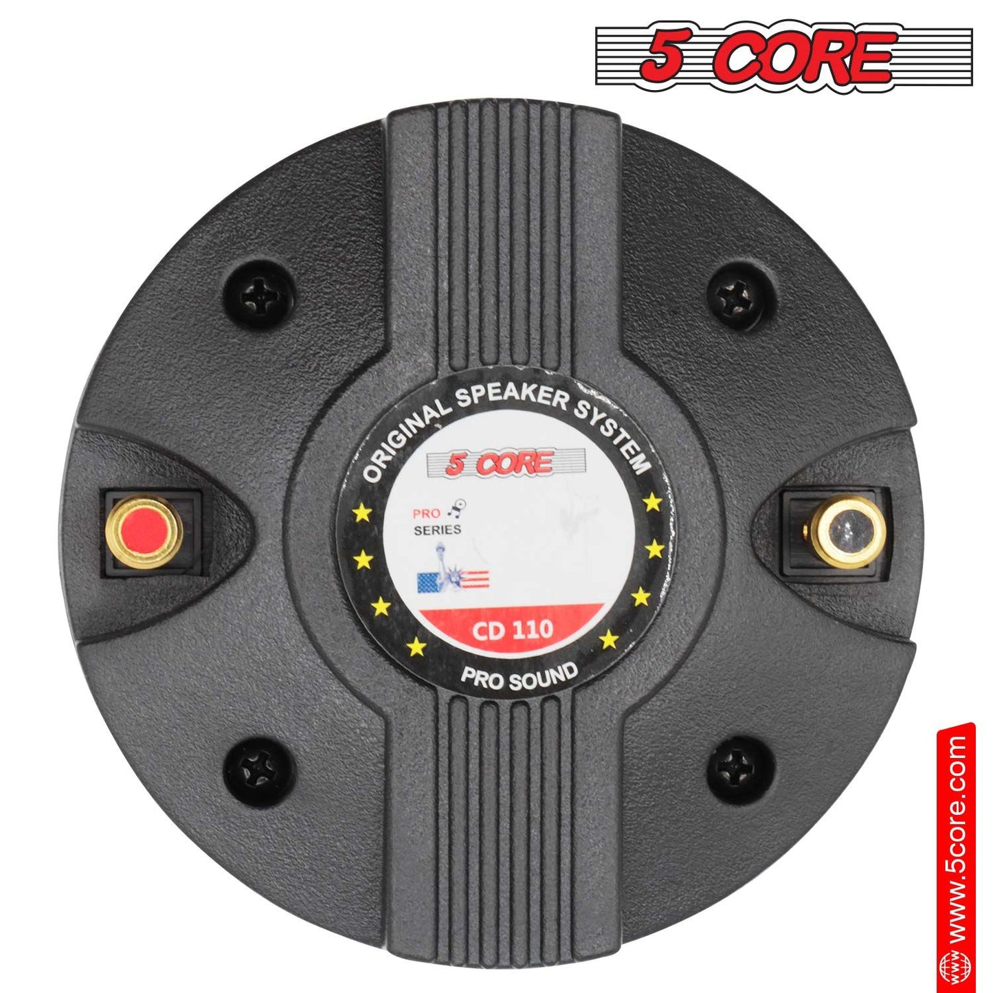 5 CORE Horn Speaker Tweeter Compression Driver 1.75 Inch Titanium Voice Coil 600W Max 8 Ohm 300 Watts RMS Loud 105dB 18 Oz 110mm Magnet- Screw