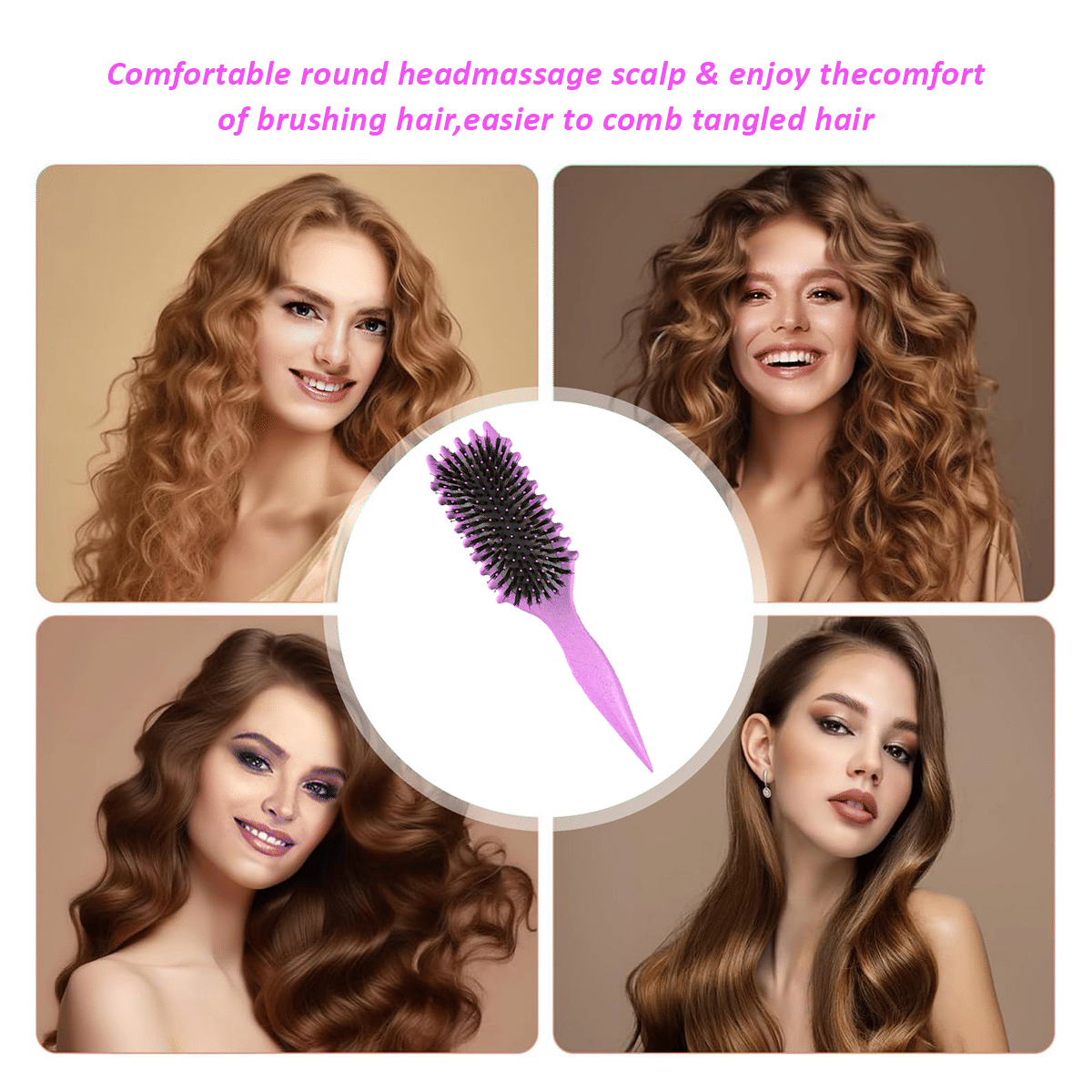 Curl Defining Brush,Boar Bristle Hair Brush Styling Brush for detangling,combing and shaping men and women,curls to reduce pulling