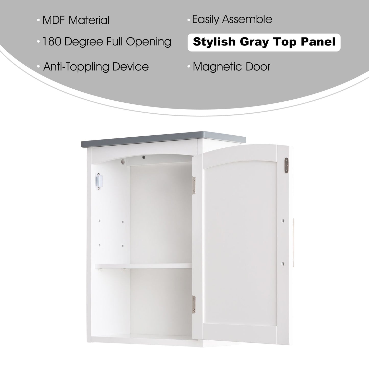 FRALIMK Small Bathroom Wall Cabinet, Medicine Cabinet Organizer for Bathroom, Kitchen, Living Room, White and Gray Top, 15.7*7.1*20.5inch