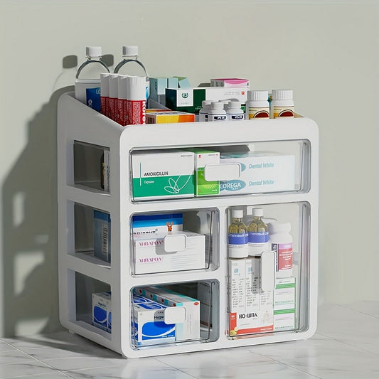 Large capacity family medicine box - access drawers, orderly classification, sturdy multi-layer structure, suitable for medical and drug storage