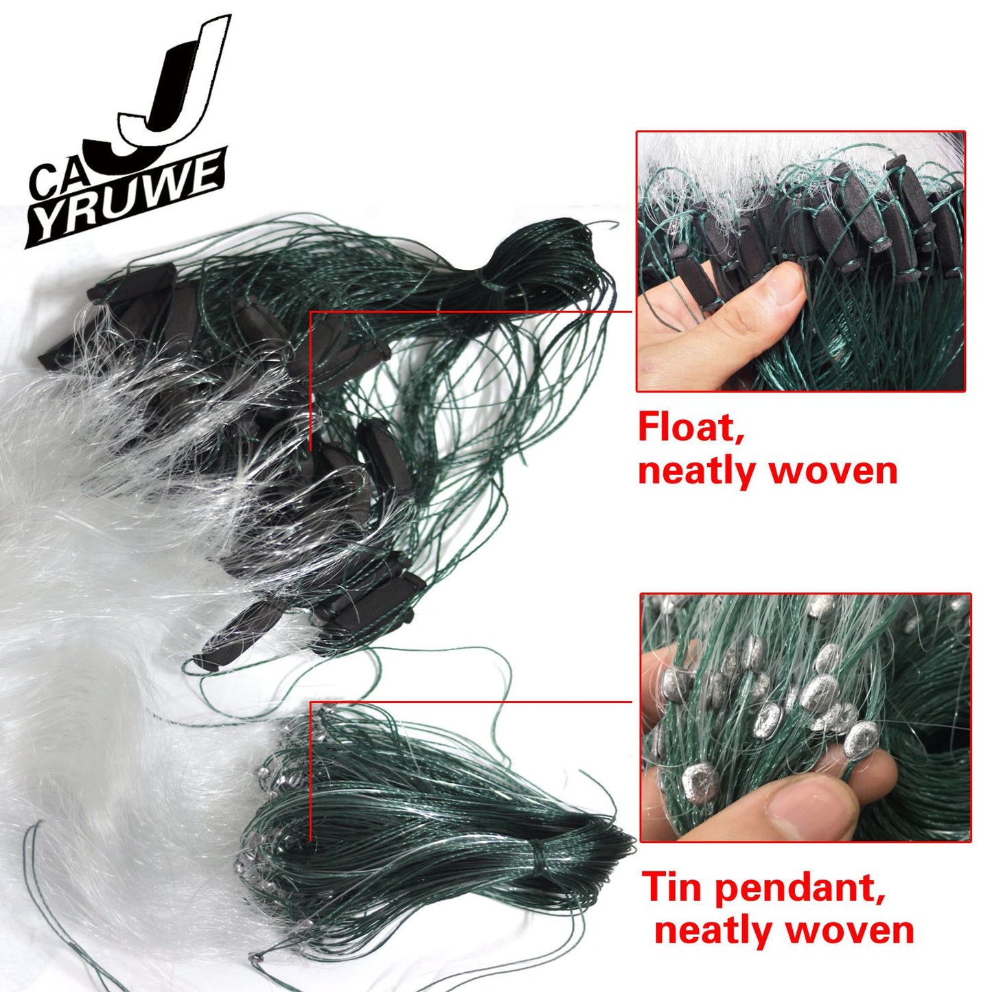 US Folding Fish Sticky Net Three Layer Mesh Nylon Floating Fishing Net Automatically Trap Catch Stick More Fish Easily Portable Folded Reuse Durable Size 25x1.5m or 984x59inch for River Lake