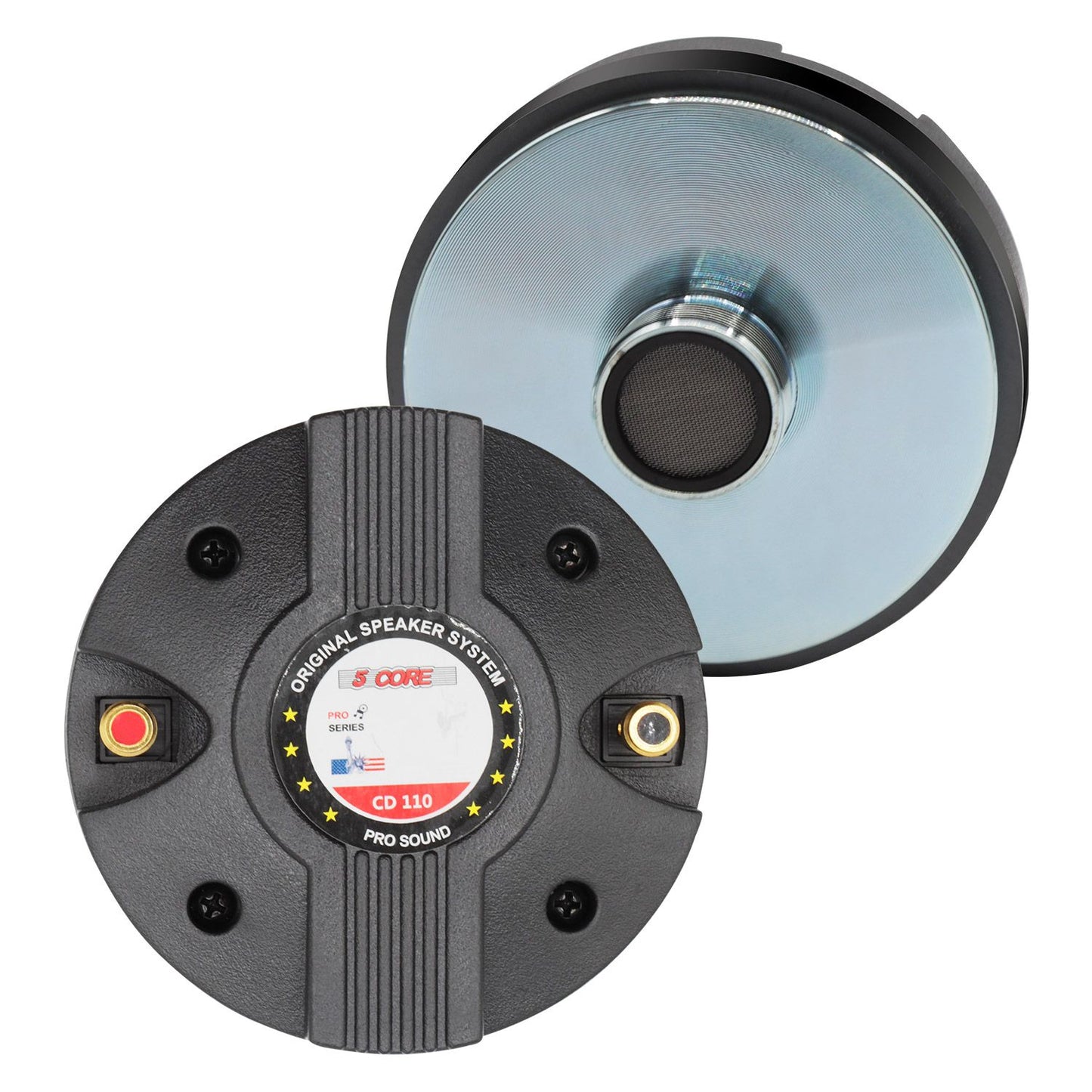 5 CORE Horn Speaker Tweeter Compression Driver 1.75 Inch Titanium Voice Coil 600W Max 8 Ohm 300 Watts RMS Loud 105dB 18 Oz 110mm Magnet- Screw