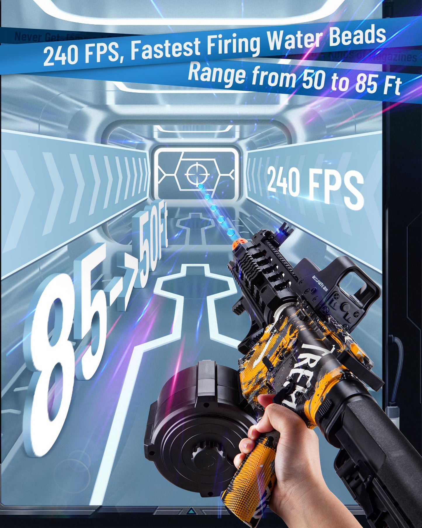 Electric Gel Ball Blaster, High-Speed Gelfire Blaster for Orbeez with 40000 Gel Rounds and Eyewear, Splatter Ball Toys for Outdoor Shooting Game