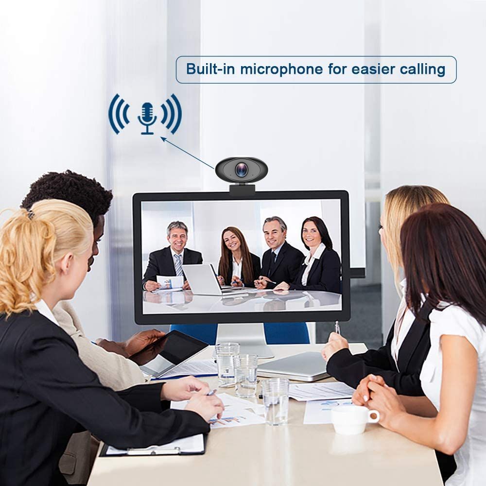 HD 1080P Webcam RC100 USB Computer Desktop Camera for Video Calling Streaming Recording Conferencing Gaming 360° Rotat Low-Light Correction