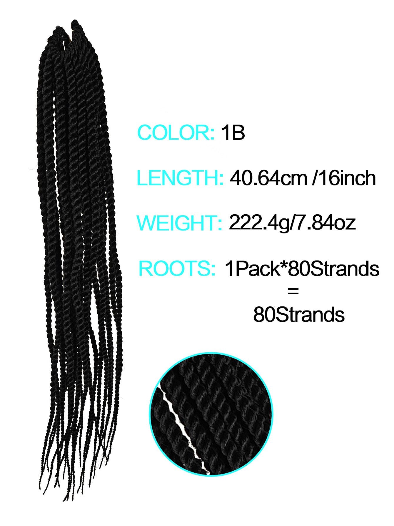 4X EZ SENEGALESE BRAID16 Long Crochet braid synthetic hairstyle black burgundy brown ladies box braid crochet hair-16 inch -1Pack*80Strands