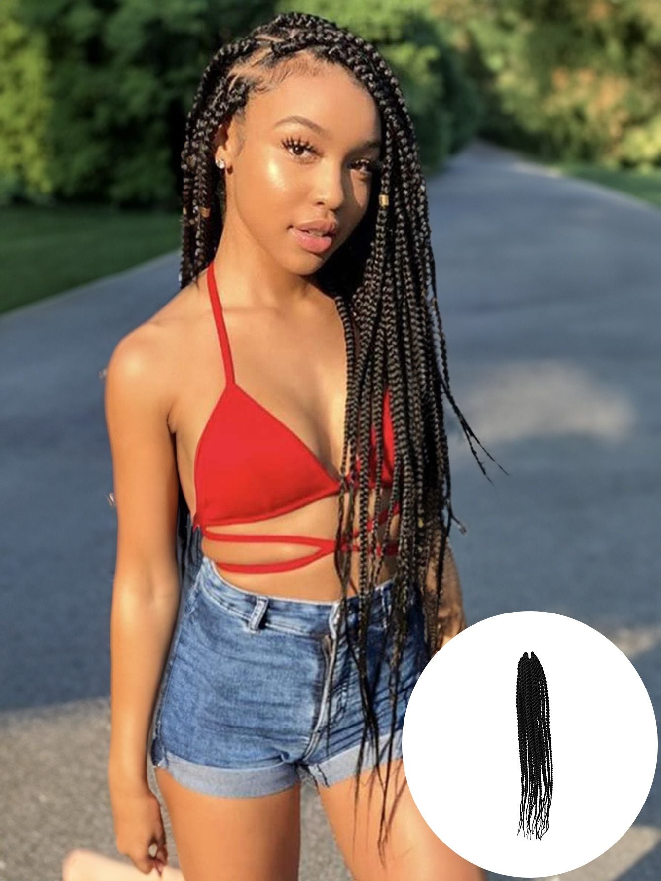 4X EZ SENEGALESE BRAID16 Long Crochet braid synthetic hairstyle black burgundy brown ladies box braid crochet hair-16 inch -1Pack*80Strands