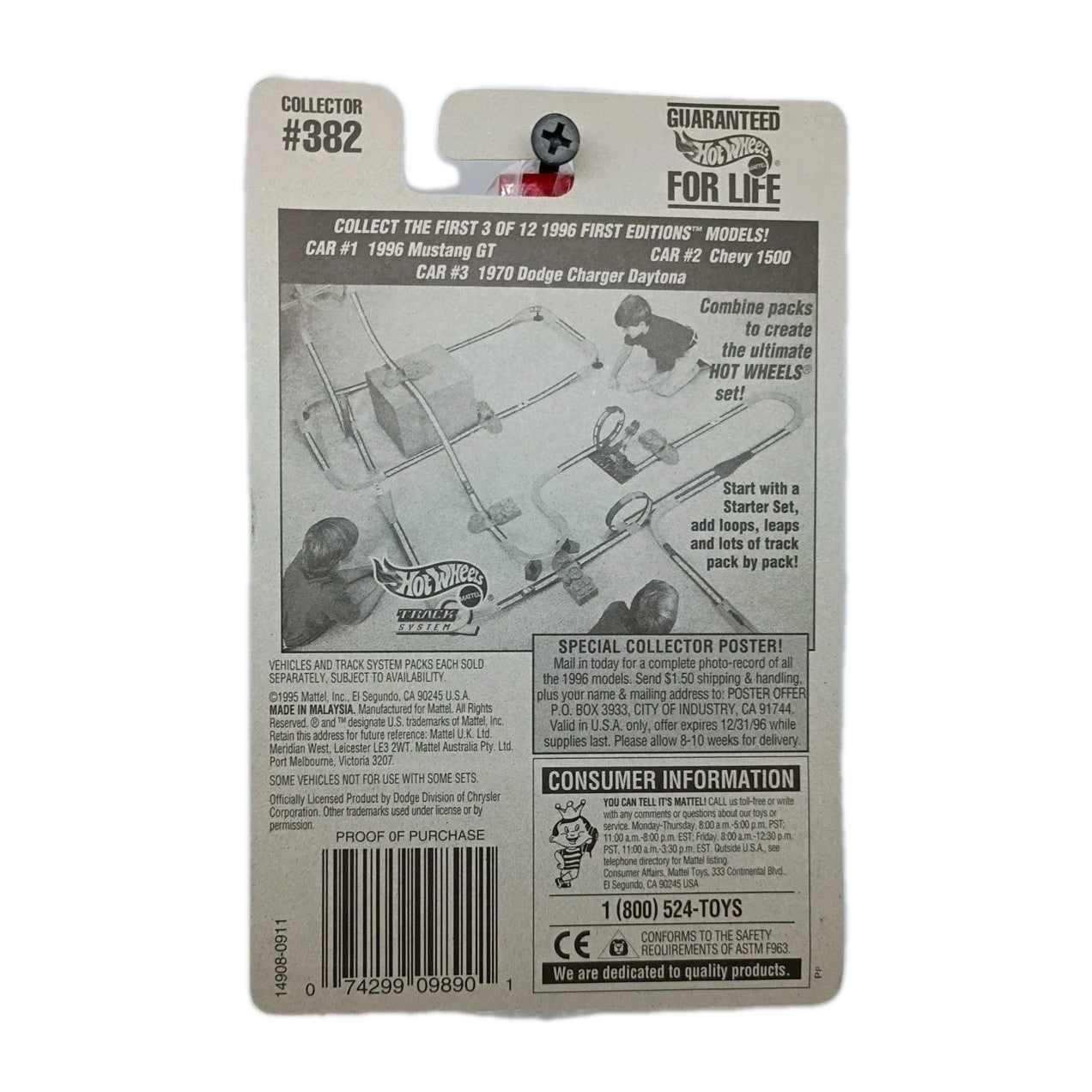 Vintage 1996 Hot Wheels #382 Dodge Charger Daytona NIB