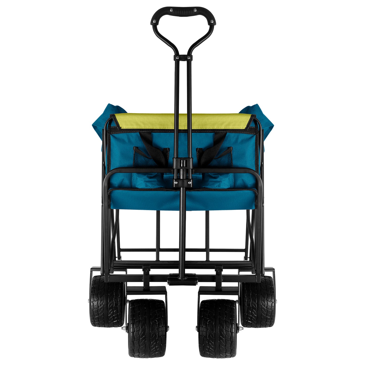 (FedEx pickup only) Collapsible Folding Wagon Utility Outdoor Camping Garden Cart with Adjustable Handle (Blue)