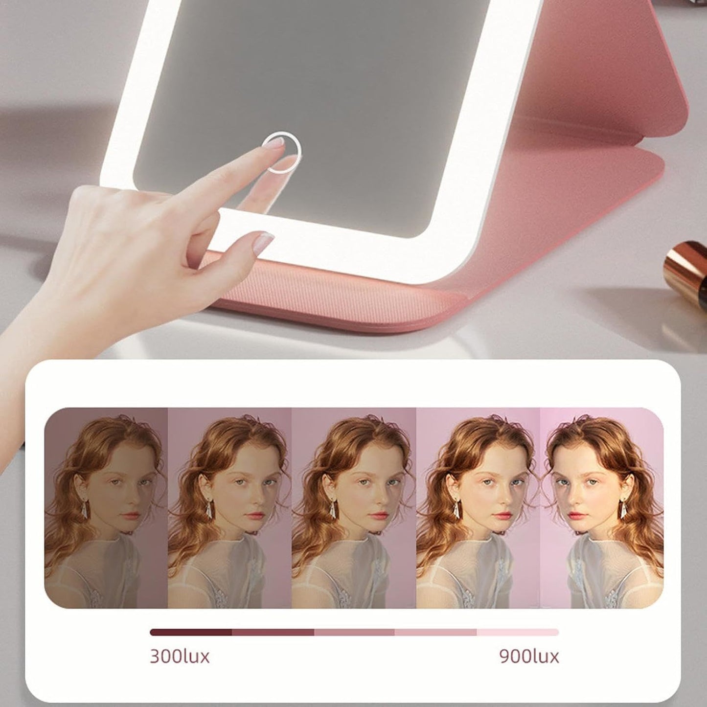 Portable Tabletop | Folding Vanity | LED Lighted Cosmetic | Travel-Friendly Makeup | 3 Color Modes | Suitable for Dressing Room, Bedroom, and Travel