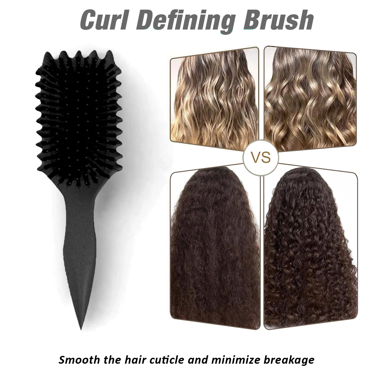 Curl Defining Brush,Boar Bristle Hair Brush Styling Brush for detangling,combing and shaping men and women,curls to reduce pulling and curl separation(Black)