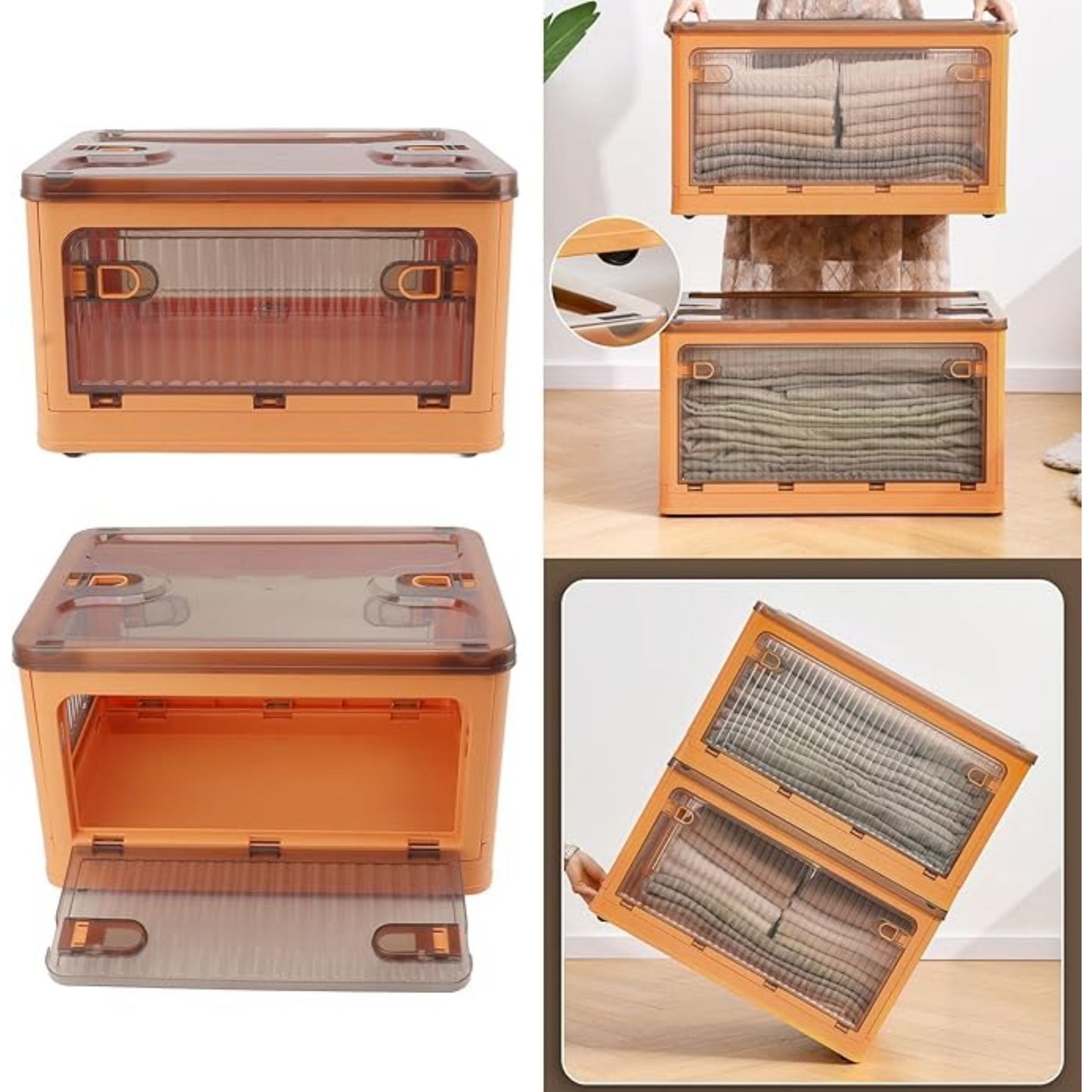 20.08*14.17*11.42in[Multi-purpose transparent folding box] One thing has multiple uses, easily store clothes, books and more