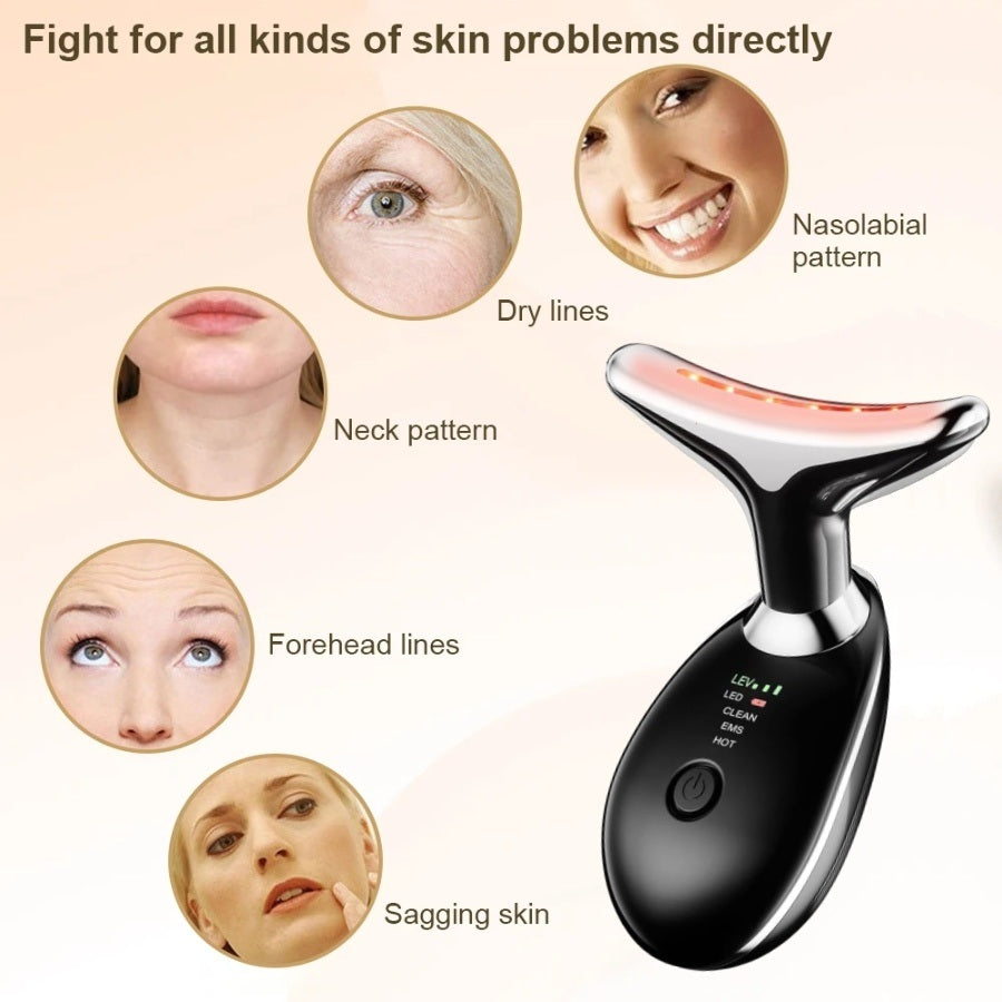 Face Massager Anti-Wrinkle Face Device 3 Modes 45°C Neck Lifting Massagers LED High Frequency Beauty Instrumen EMS Face Massage for Women