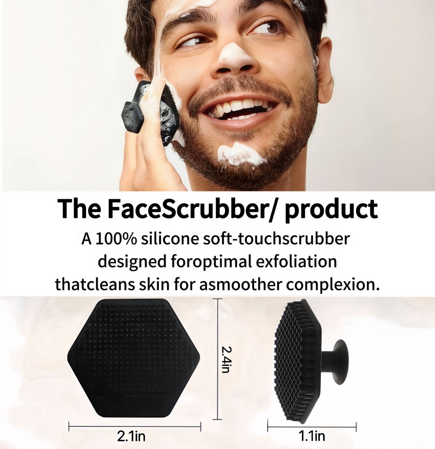 Facial Scrubbing Cleansing Brush, Silicone Face Scrubber Exfoliator, Face Wash Brush with Handle, Handheld Face Exfoliator Brush, Soft Baby Shower Brush tool, Face Scrub Pad for Skin Care Shower Women