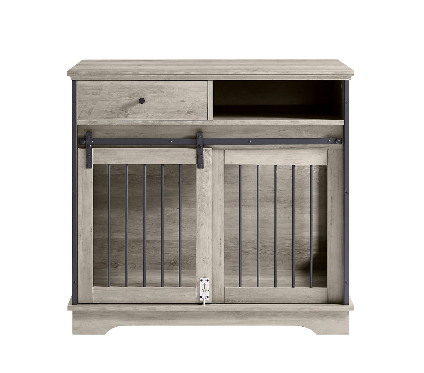 Sliding door dog crate with drawers. 35.43'' W x 23.62'' D x 33.46'' H