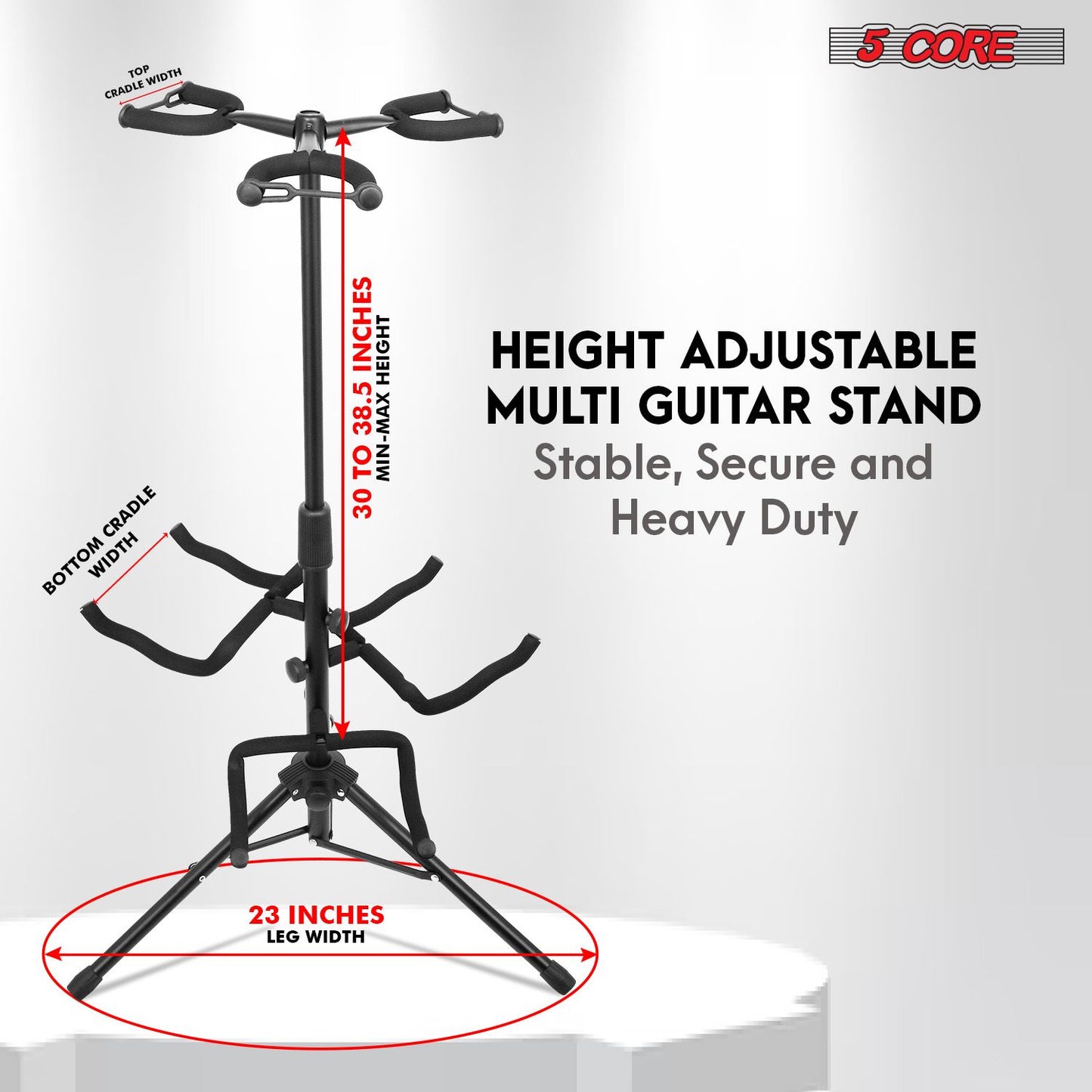 5 Core Metal Guitar Stand for Acoustic Classic Electric Guitar Detachable Musical Instrument Stand (3 Guitar Holders) - GSH 3N1