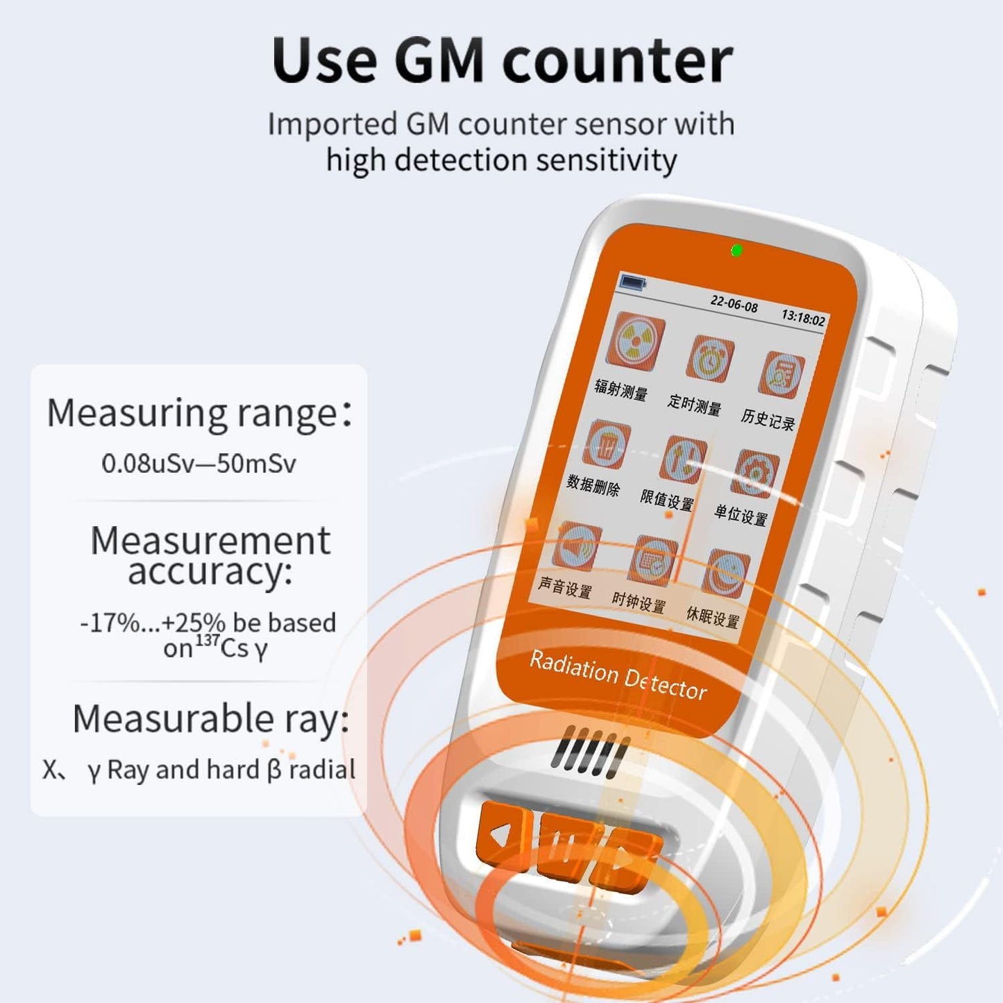 Rechargeable Beta Gamma X-ray Portable Handheld Radiation Monitor