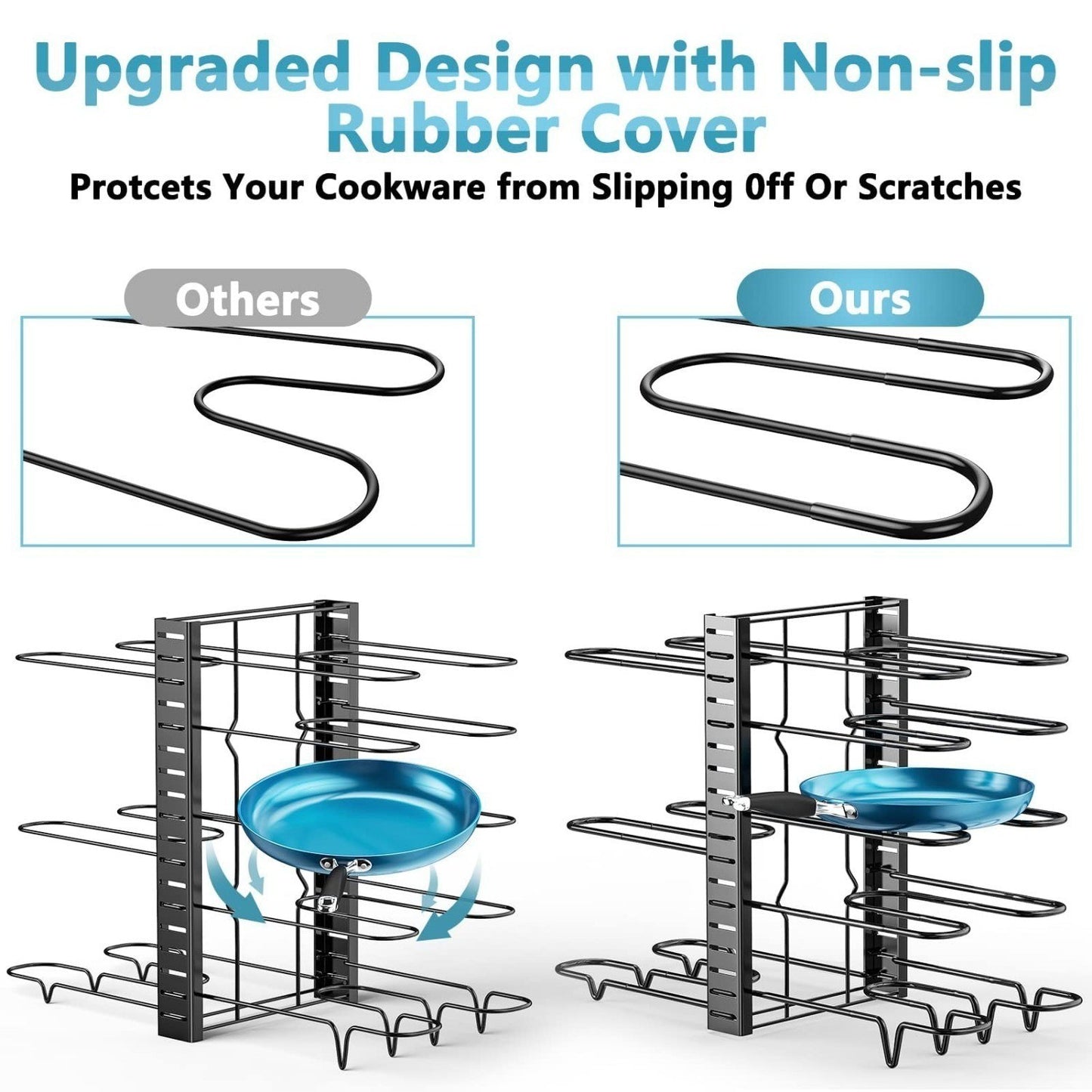 8-layer pot rack, lid rack, and pot rack, multiple DIY methods for 8-layer pots, adjustable kitchen organization, (Prohibited from selling on Amazon)