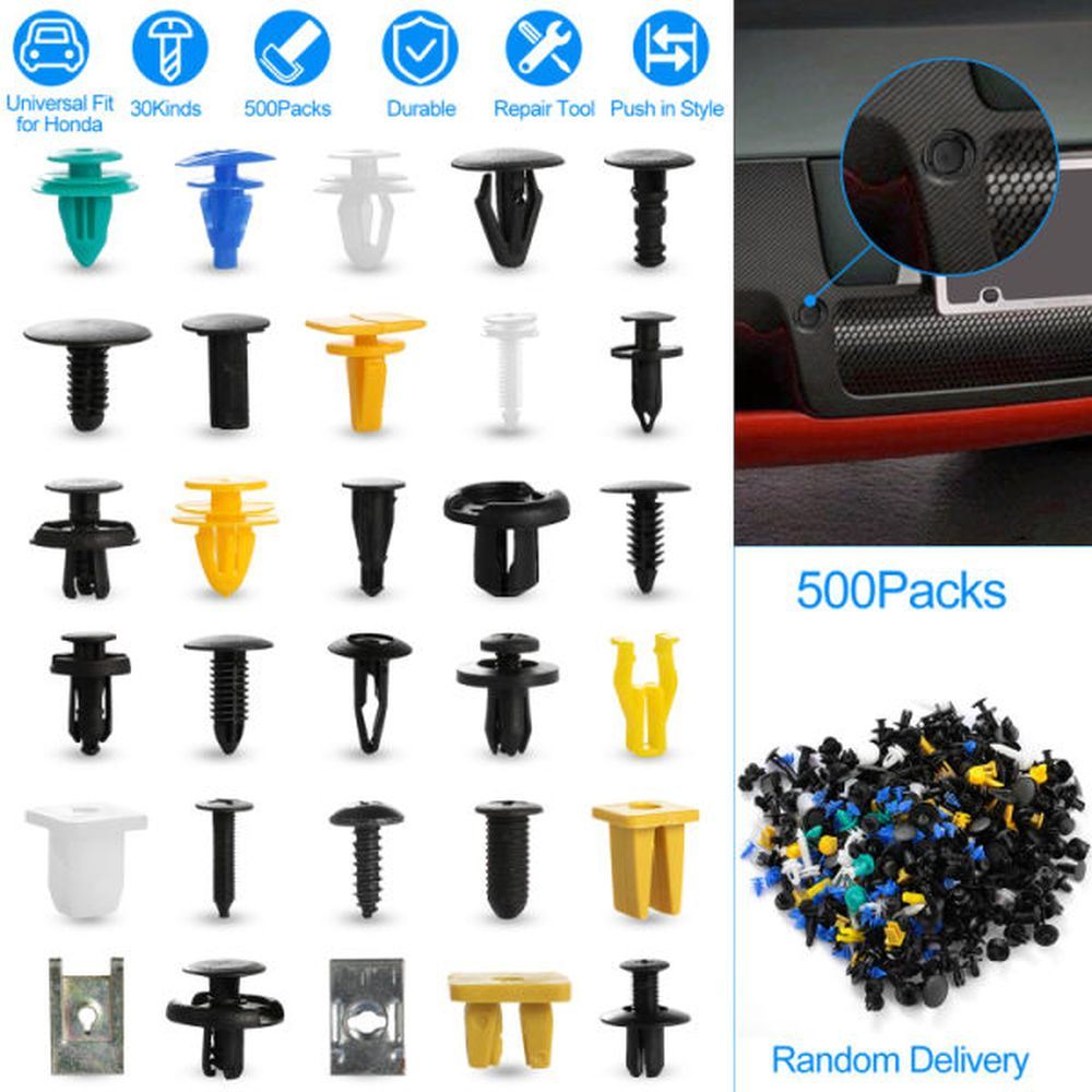 500Packs bumper fasteners, 30 types of rivets, bumper push clips, mudguard replacement