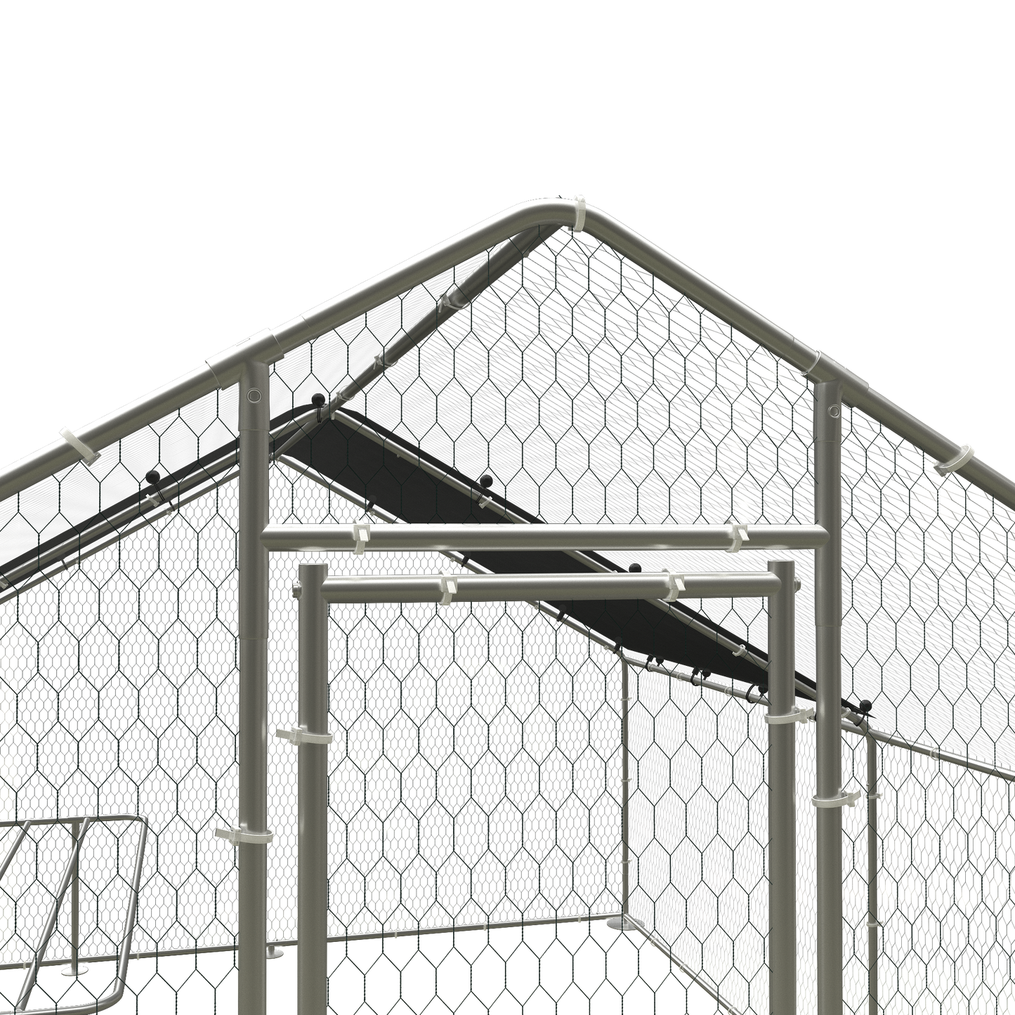 Large metal chicken coop, walk-in chicken coop, galvanized wire poultry chicken coop, rabbit duck coop with waterproof and UV protection cover for outdoor, backyard and farm. 9.8' W x 13.1' L x 6.6' H