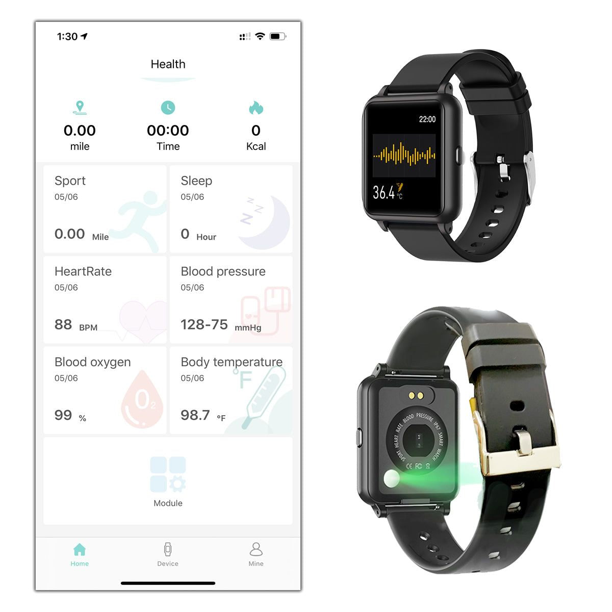 OXITEMP Smart Watch With Live Oximeter; Thermometer And Pulse Monitor With Activity Tracker