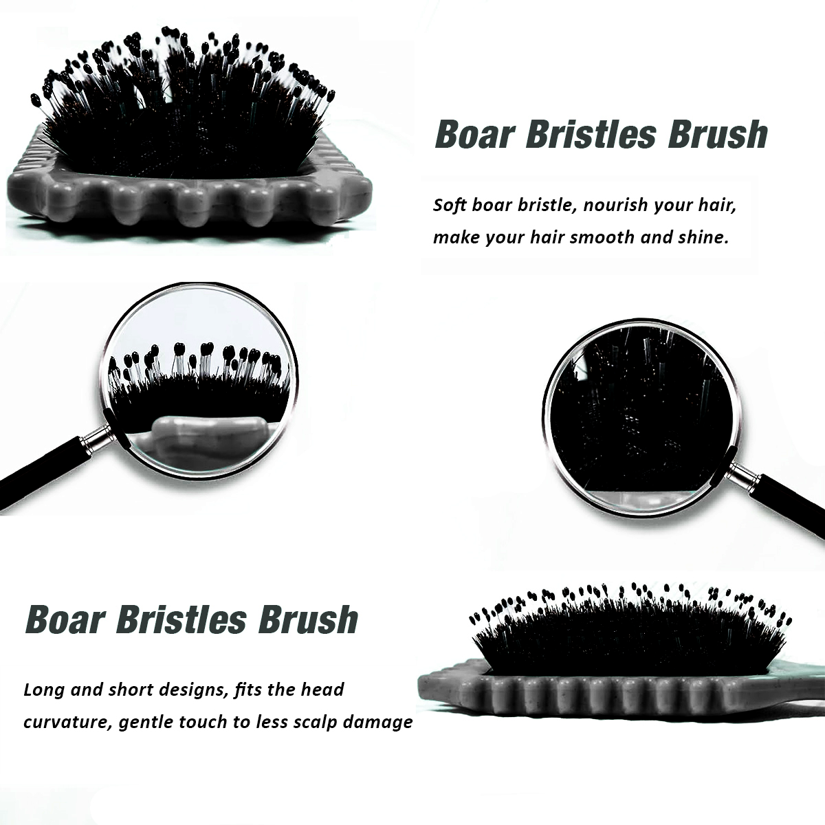 Curl Defining Brush,Boar Bristle Hair Brush Styling Brush for detangling,combing and shaping men and women,curls to reduce pulling and curl separation(Black)