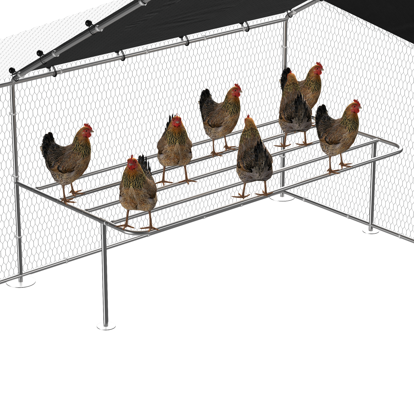 Large metal chicken coop, walk-in chicken coop, galvanized wire poultry chicken coop, rabbit duck coop with waterproof and UV protection cover for outdoor, backyard and farm. 9.8' W x 13.1' L x 6.6' H