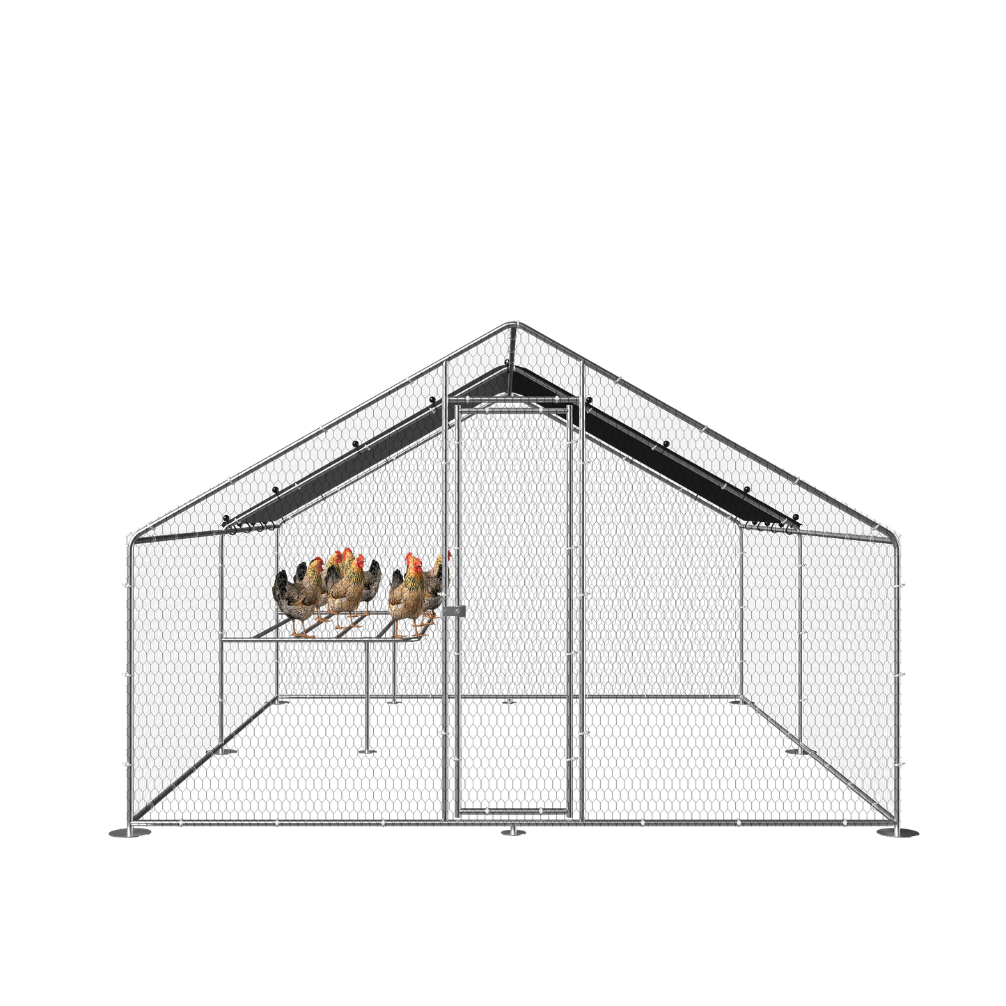 Large metal chicken coop, walk-in chicken coop, galvanized wire poultry chicken coop, rabbit duck coop with waterproof and UV protection cover for outdoor, backyard and farm. 9.8' W x 13.1' L x 6.6' H