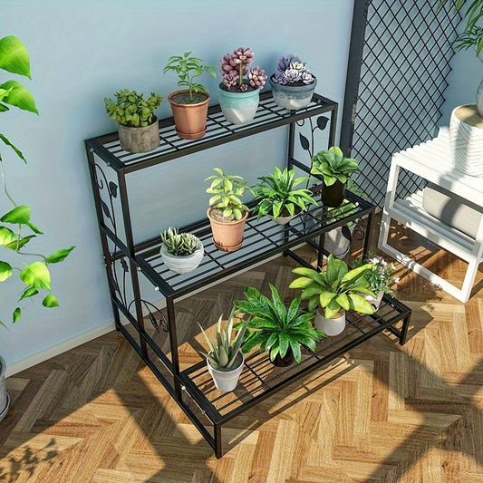 3-layer outdoor and indoor metal environmentally friendly storage, shoe rack, flower rack, iron decorative storage rack, load-bearing display rack for organizing messy items