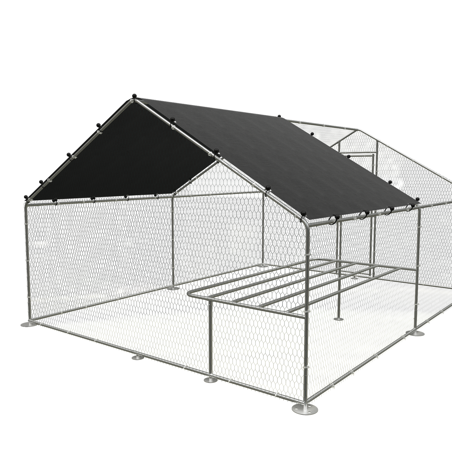 Large metal chicken coop, walk-in chicken coop, galvanized wire poultry chicken coop, rabbit duck coop with waterproof and UV protection cover for outdoor, backyard and farm. 9.8' W x 13.1' L x 6.6' H