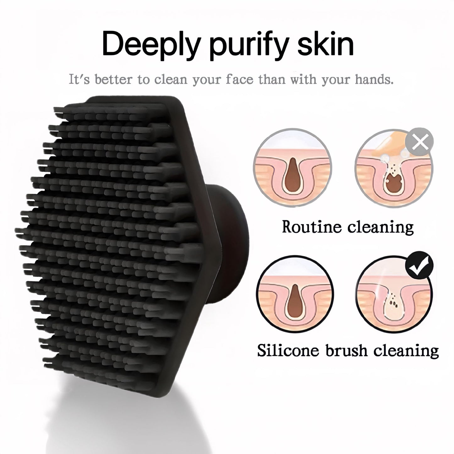 Facial Scrubbing Cleansing Brush, Silicone Face Scrubber Exfoliator, Face Wash Brush with Handle, Handheld Face Exfoliator Brush, Soft Baby Shower Brush tool, Face Scrub Pad for Skin Care Shower Women