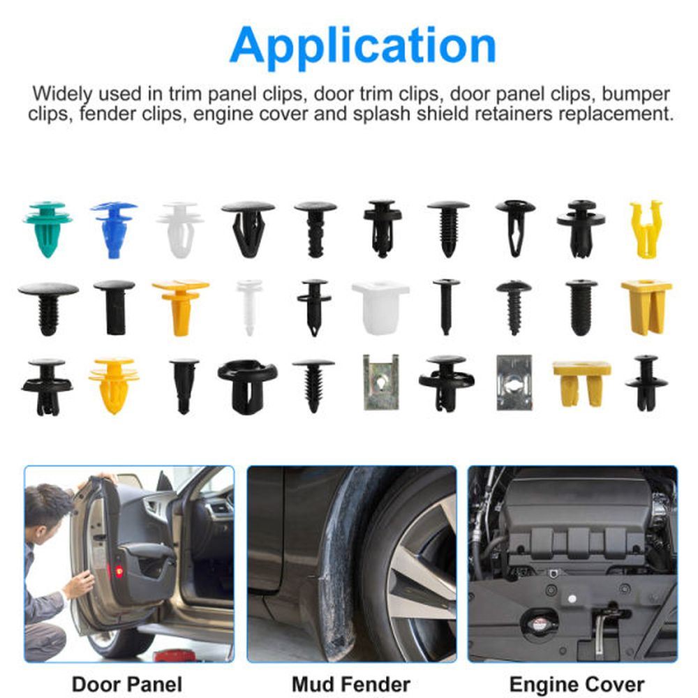 500Packs bumper fasteners, 30 types of rivets, bumper push clips, mudguard replacement