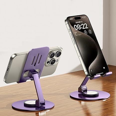 360 Rotation Metal Phone Holder,Fully Adjustable Foldable Phone Stand,with All Phones,Small Tablet Computer Perfectly Solve Your Phone Mounting Needs with Multiple Viewing Angles!(Grey)