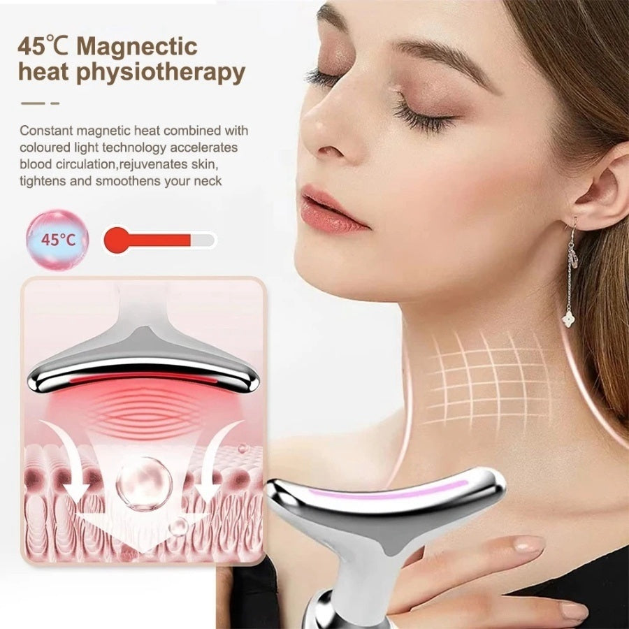 Face Massager Anti-Wrinkle Face Device 3 Modes 45°C Neck Lifting Massagers LED High Frequency Beauty Instrumen EMS Face Massage for Women