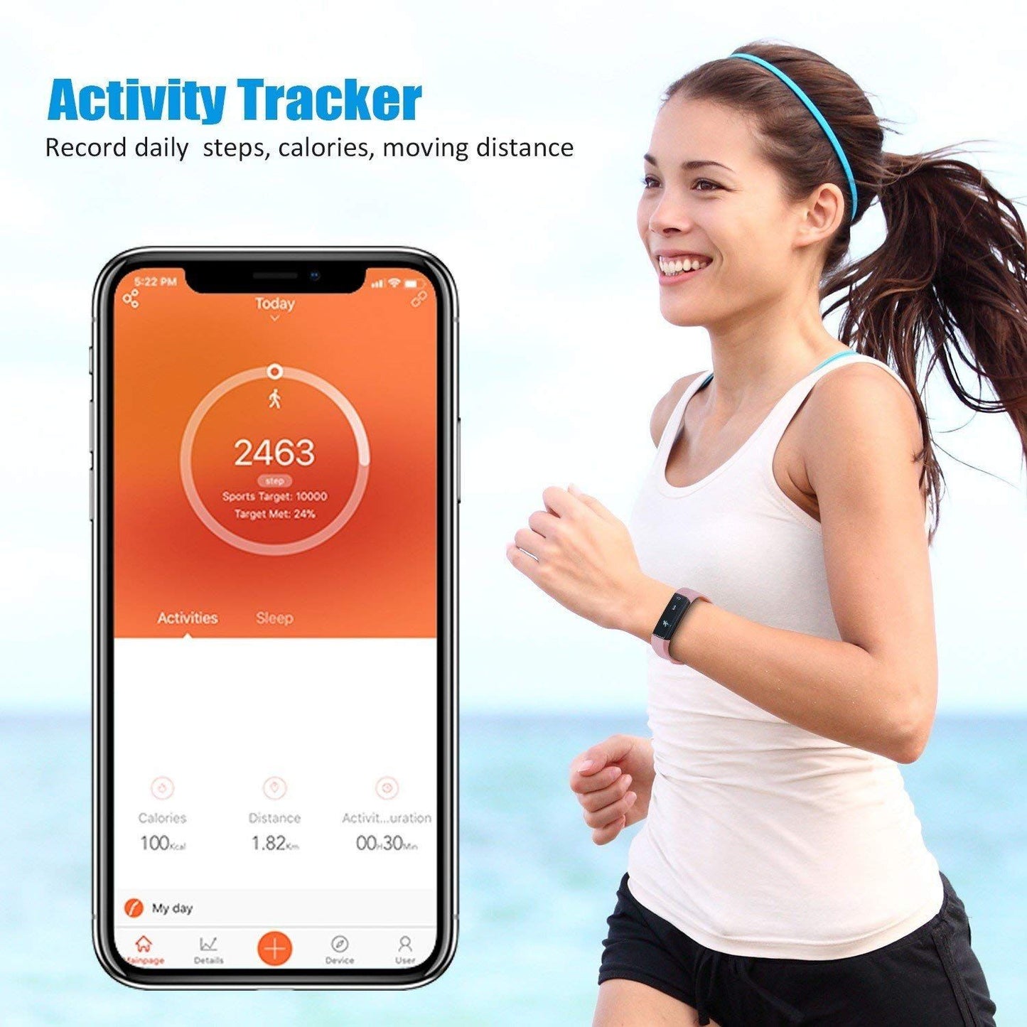 SmartFit Slim Activity Tracker And Monitor Smart Watch With FREE Extra Band